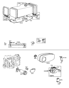 Fuel Tank, Mufflers And Parts Diagram and Parts List for 191707-5642-XX  Briggs and Stratton Engine